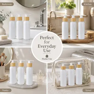 3 Pack 100ML Pet Pump Bottles, Refillable Dispenser Bottles for Shampoo, Conditioner, Hand Wash and Lotion, Eco-Friendly Packaging