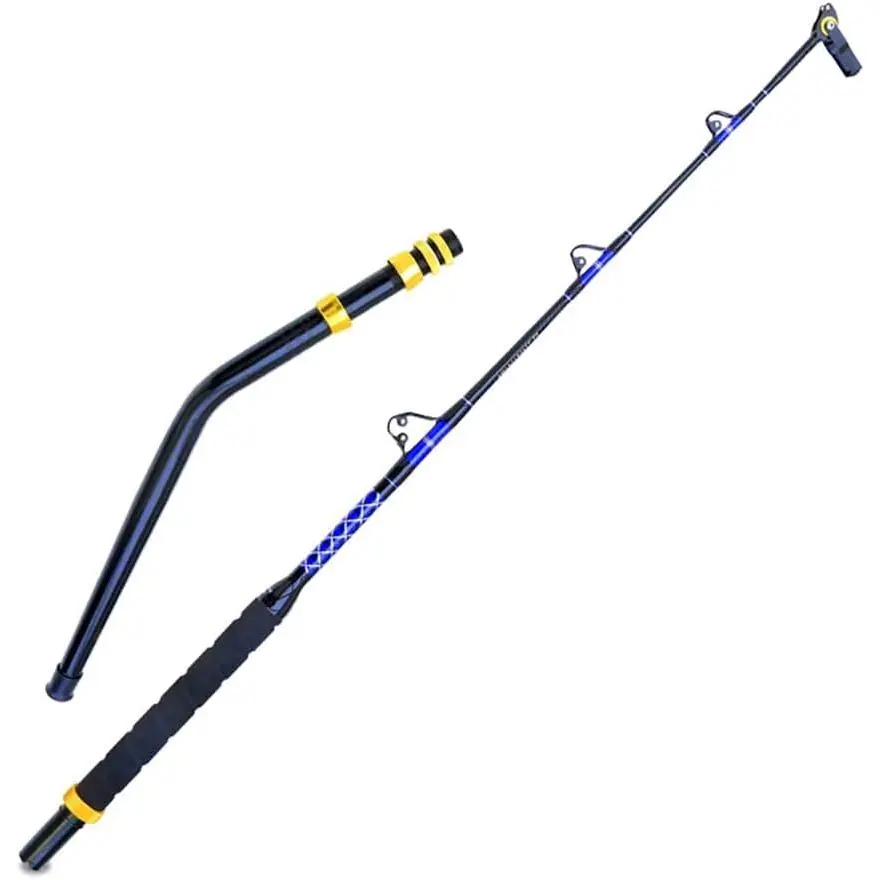 Deep Sea Fishing Rod, Heavy Duty Bent  Trolling Rod with Roller Guides,Conventional Fishing Rod