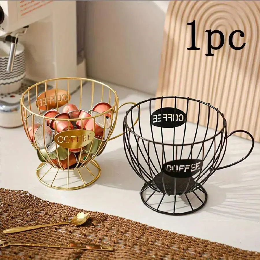 1 Count Cup Shaped Metal Coffee Capsule Holder, Hollow Out Space Saving Coffee Pod Storage Rack, Countertop Organizer for Home Coffee Bar Office Cafe Accessories