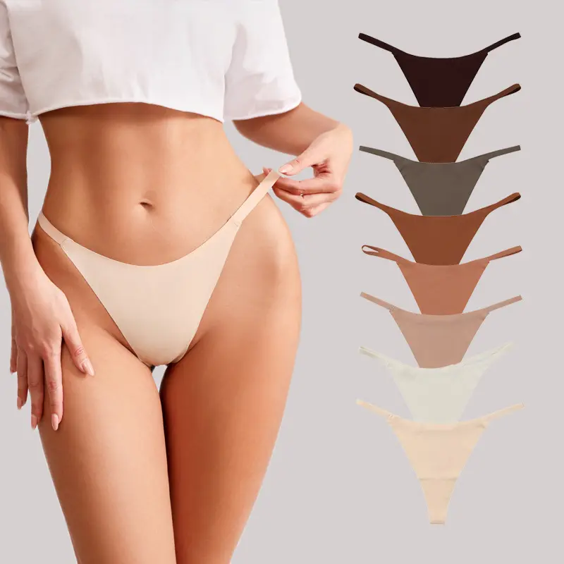 Women's Lingerie Lady Thongs - 8-Pack Seamless Ice Silk Low Waist T-Back Intimate Underwear with Delicate Waistband and Cotton Gusset for Sports & Outdoor Activities, Panties, Sporty Sports Clothing Sets