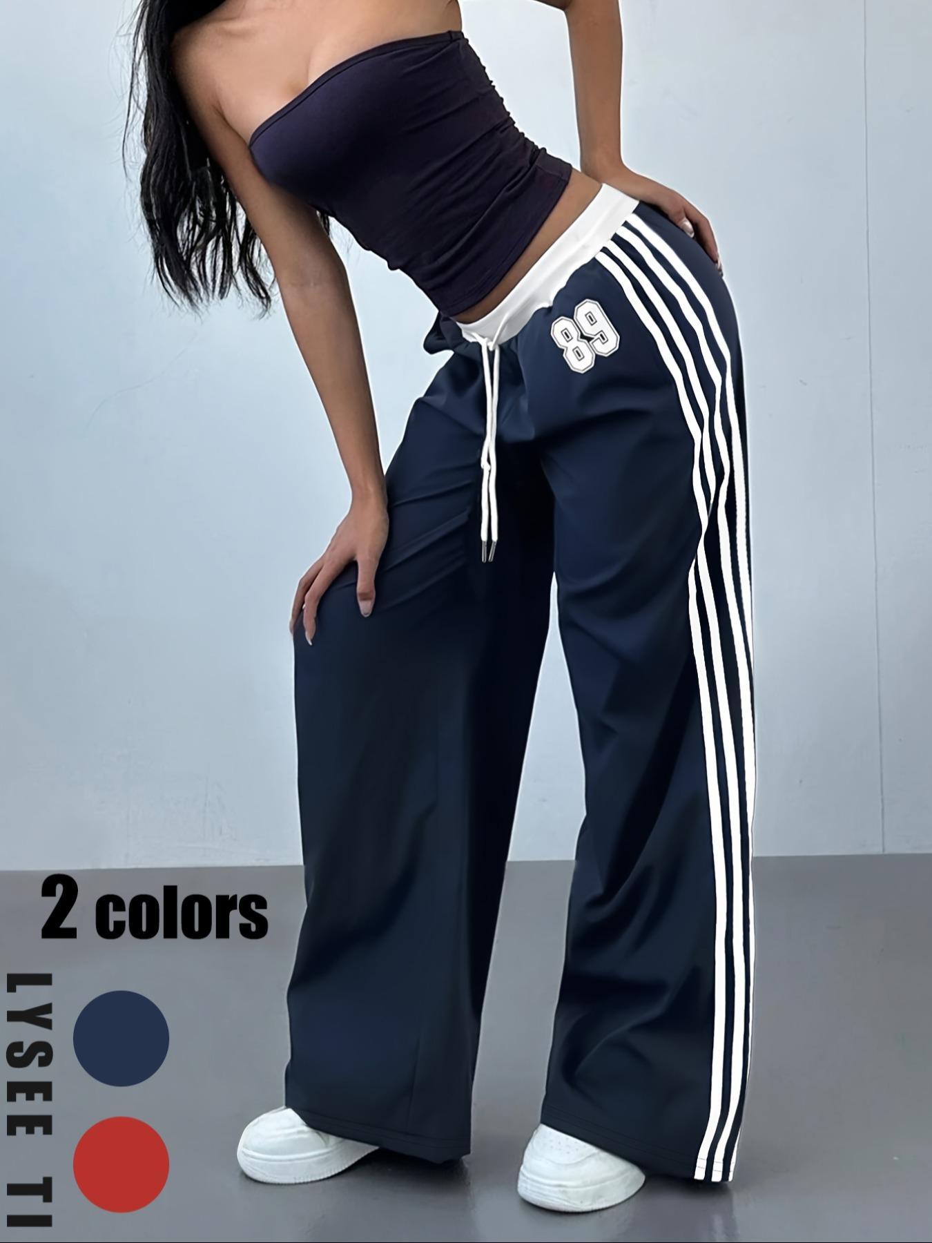 Women's Striped Side Sweatpants, Casual Comfy Wide Leg Trousers for Daily Wear, Ladies Bottoms for All Seasons Pants, Athleisure Style Bottoms