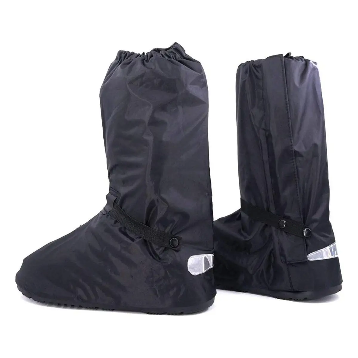 Men's Fitted Waterproof Motorcycle Rain Suit - Zip Up, Buckle, Durable Side Closure, Storm & Light Rain Protection, Reflective Strips, Moisture-Proof Outer Fabric, Boot Covers (US 10-11/EU 44-45), Elastic Top