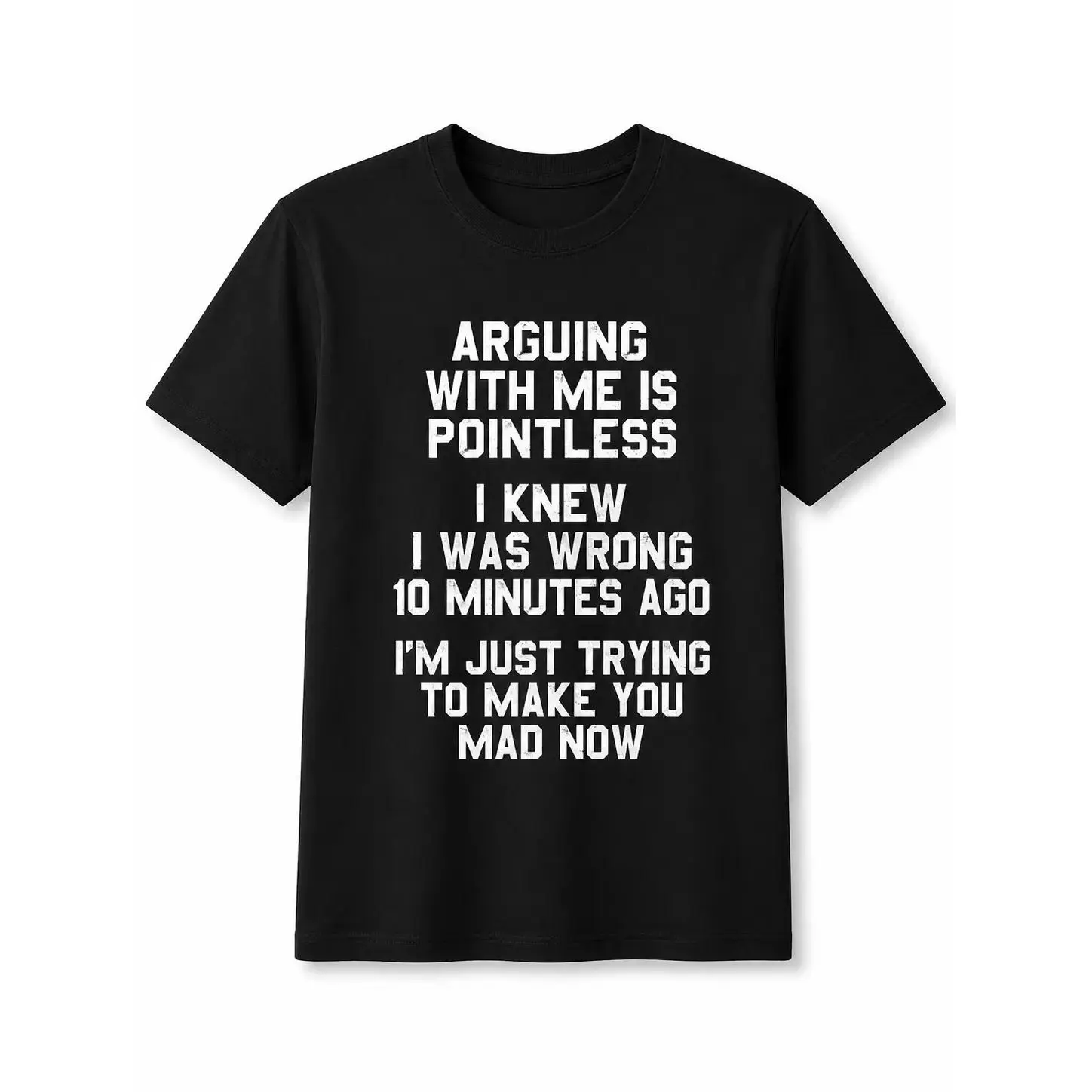 "Arguing With Me Is Pointless" Funny Sarcastic Quote Graphic Tee, Novelty Humor Short Sleeve Crew Neck Cotton T-Shirt, Summer Casual Top for Men and Women Unisex