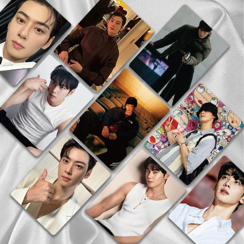 50Pcs/Set Cha EunWoo Laser Lomo Card Korean Star Mini Postcard HD Photocard Fans Collection Cards