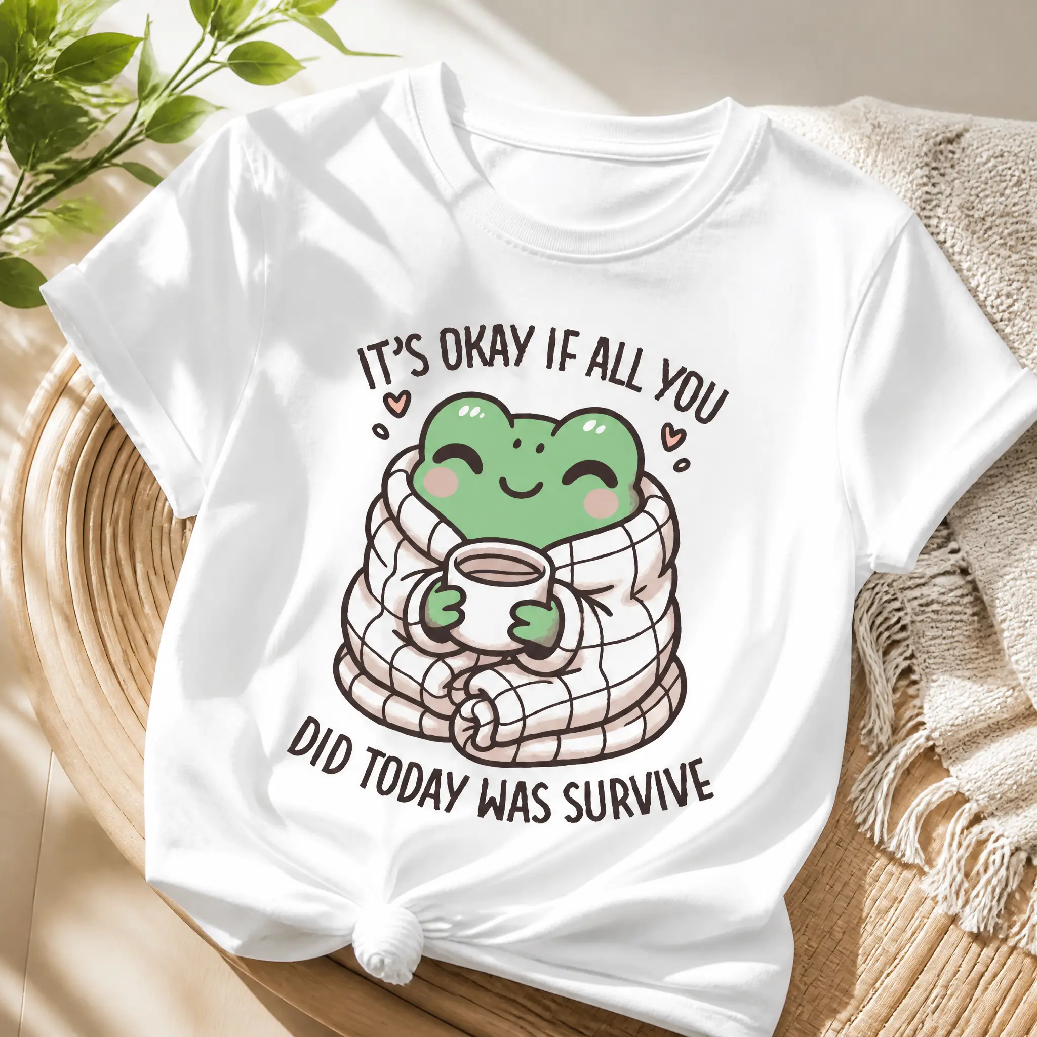 Unisex 'It's Okay to Survive' Graphic T-Shirt, Casual Stylish Short Sleeve Streetwear Top with a Soft Oversized Fit, Printed in USA, Menswear