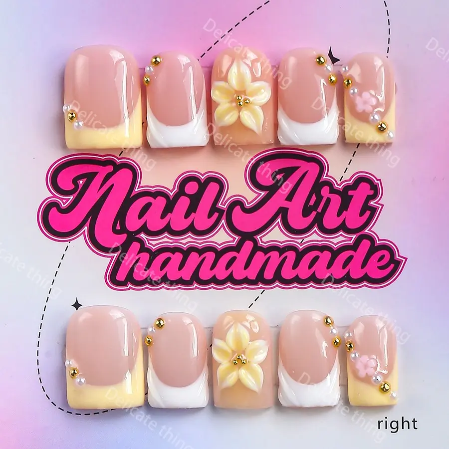 Y2K Style Press-On Nails, 10pcs Handmade Artificial Nails, Nail Design, Nail Kit Set, XS-S-M-L Sizes, Perfect for Parties, Includes Jelly Glue, Crystal Stick, File, Nail Art Products