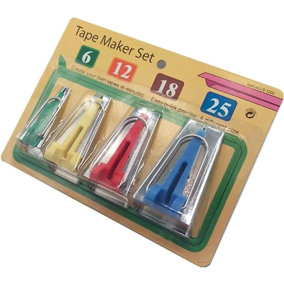 HONEYSEW Bias Tape Maker Set 6MM 12MM 18MM 25MM Sewing Quilting Tools (BTM-4pcs/pack)