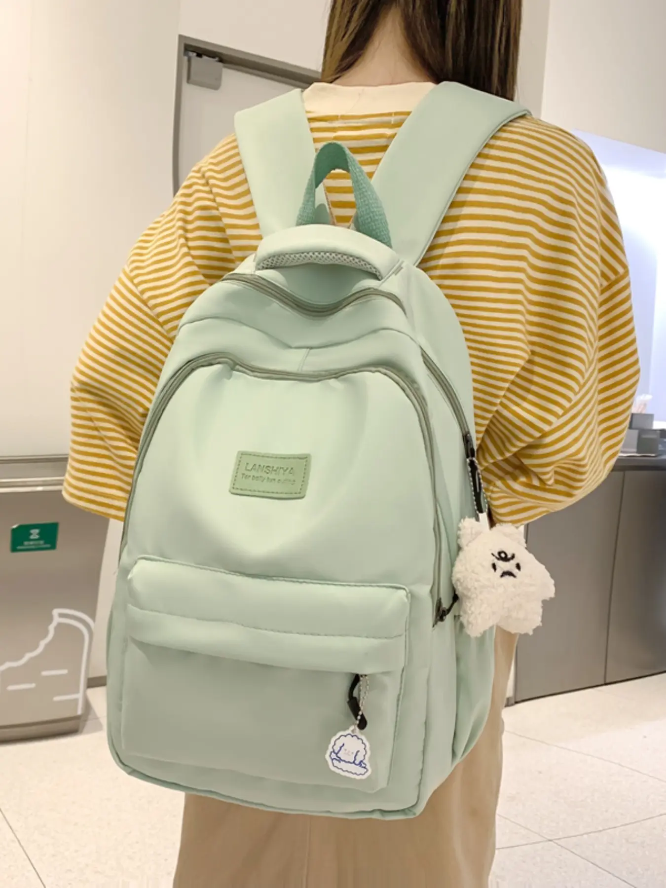 1 Piece Solid Color Simple Backpack, Fresh Macaron Tone Multi-Pocket Lightweight Rucksack, Casual Bag for Daily Commute, Campus & Outdoor Travel, School Travel Backpacks