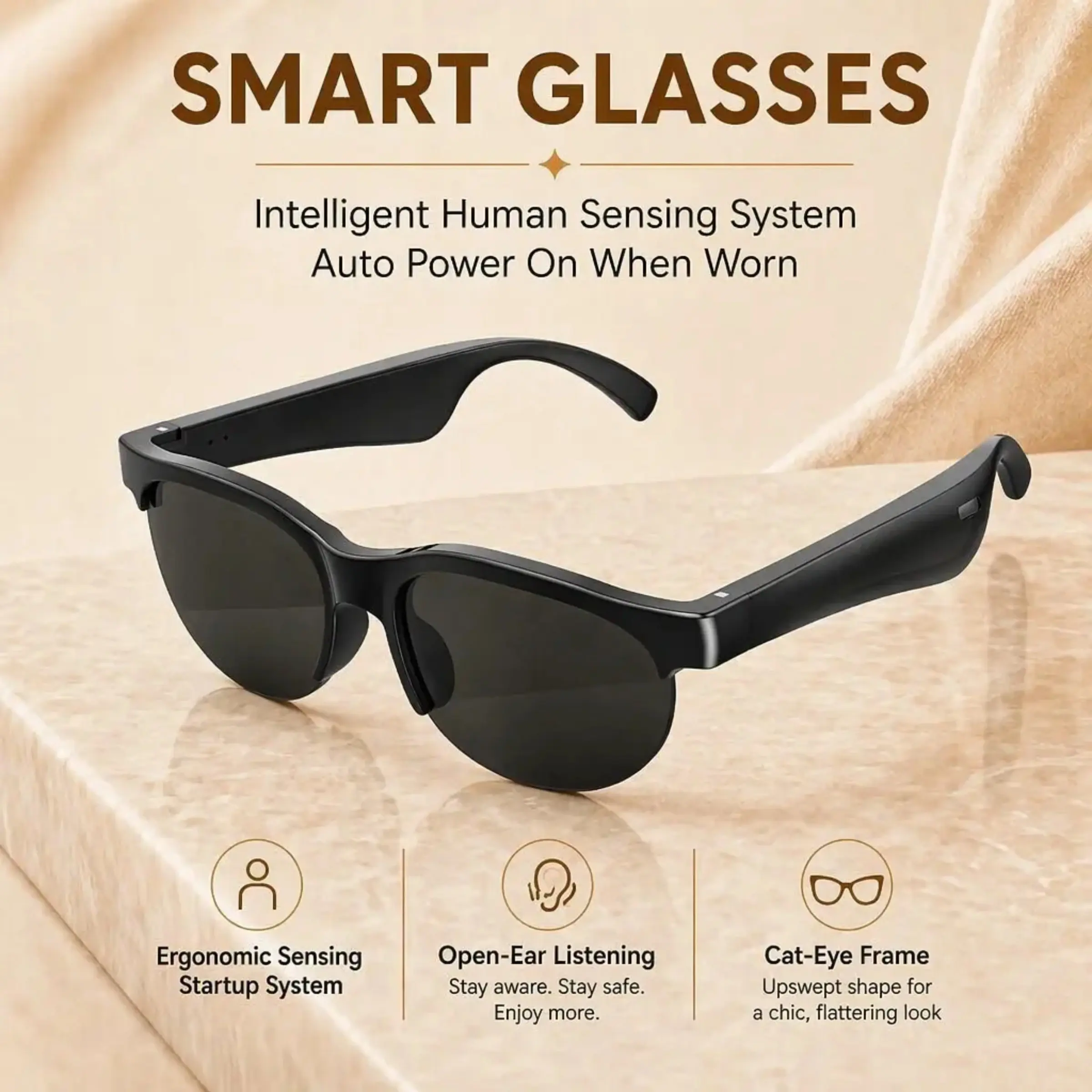 2-in-1 wireless audio glasses with wireless, USB-C charging, stereo sound, compatible with smartphones, tablets PC、 Laptop - Lightweight glasses for gaming, music, and video calls - compatible with wireless devices and multimedia audio