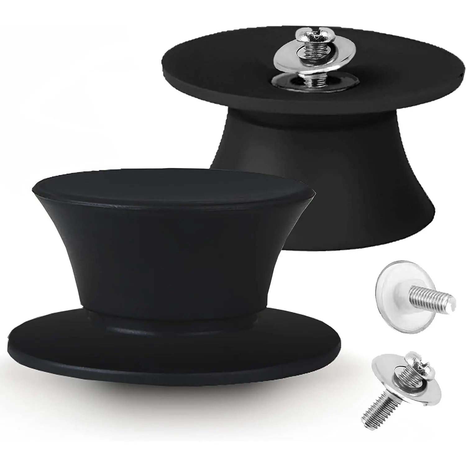 Pot Lid  Knobs - Heat Resistant  Pan Lid Holding Handles, Soft Non-Slip Knob for Kitchen Cookware Lid & Cover (2 Pack Black)