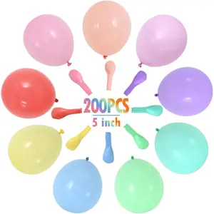 200 count 5 Inch Pastel Balloons,  Colors Small Party Balloons, Spring Rainbow Macaron Colors, Latex Balloons for Balloon Garland Arch, Birthday Wedding Party Decorations