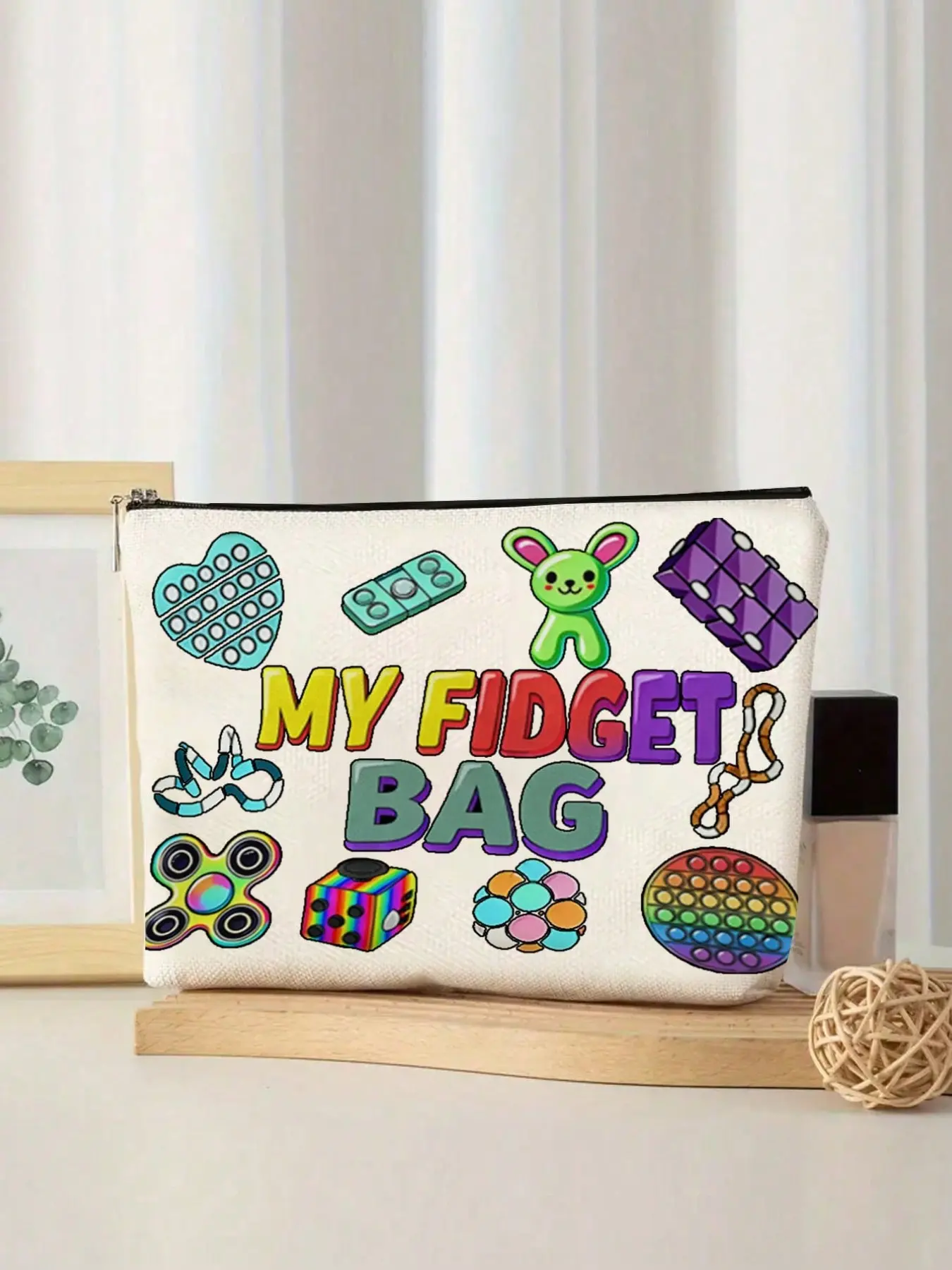 Anxiety Relief Cosmetic Organizer Bag, Sensory Friendly Design, Portable Stress Relief Pouch, School Supplies & Small Electronics Travel Zipper Bag