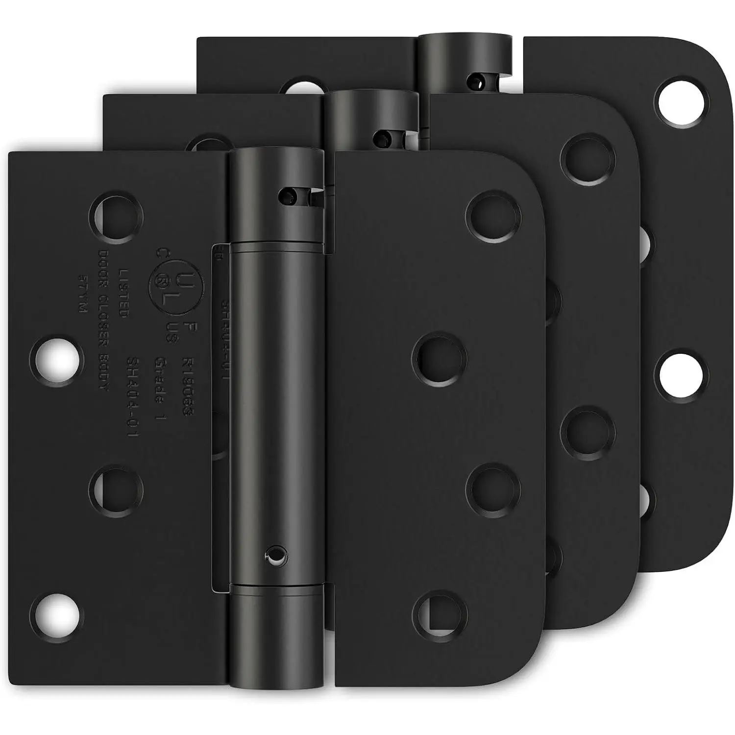 3 Pack 4 Inch Spring Loaded Self Closing Door Hinges, Square & 5/8'' Radius Corners, Fit Left/Right Hand Doors, for Garage/Front/Back Doors, UL ListedGift