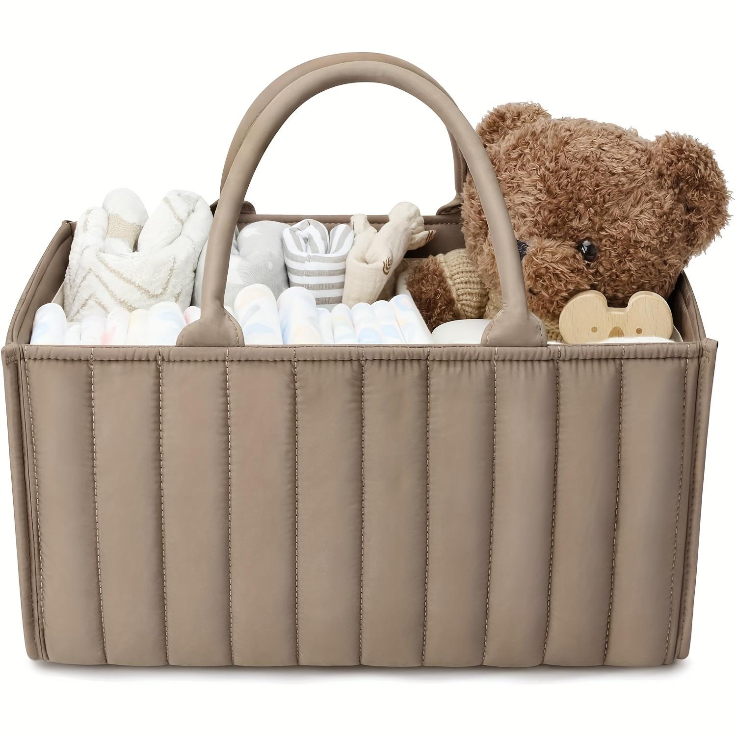 Diaper storage basket, foldable for storage when in use, space-saving, well-organized compartments, items can be arranged in order, easy to access
