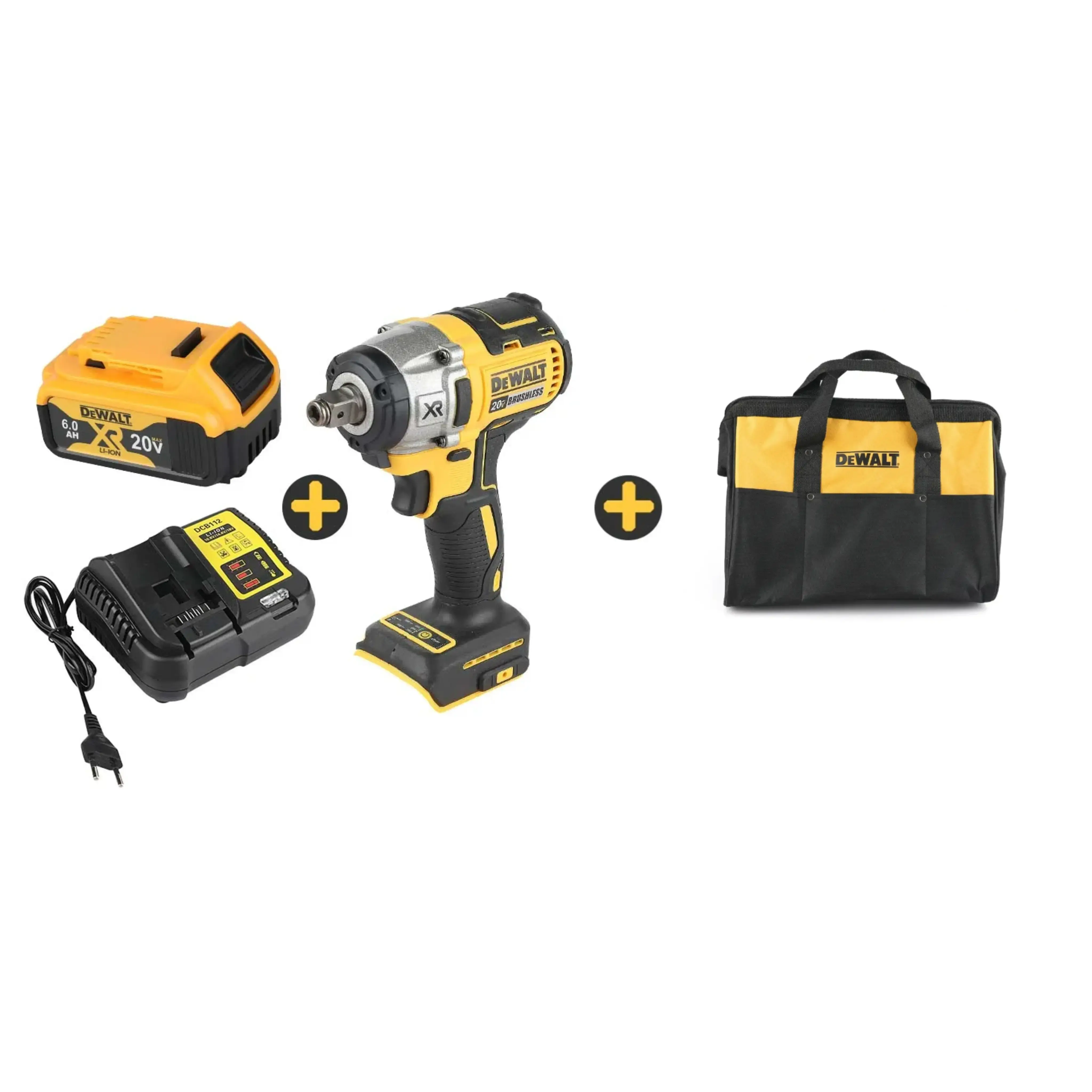 DEW DW880 20V Power Brushless Impact Wrench - igh-Torque, igh-Speed Detachable Tire Disassembly Tool with Work Light, Battery-Included Cordless Set for , Automotive Repair