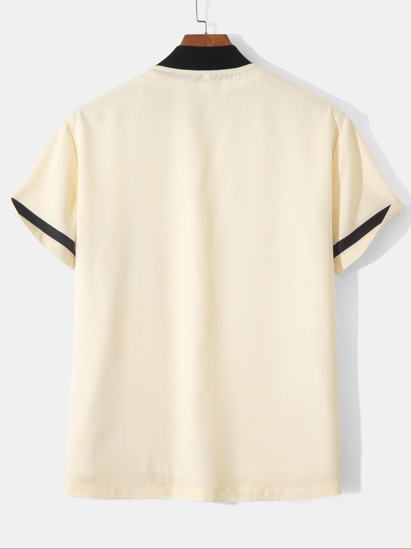 Men's Letter Print Baseball Collar Shirt, Regular Fit Casual Short Sleeve Top for Summer, Men's Clothes for Daily Wear, Menswear, Sports Top, Sportswear Clothing, Vintage Basketball Jersey