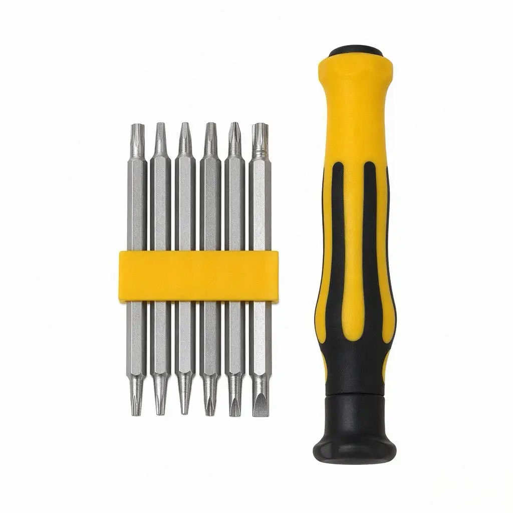 12-in-1 entry screwdriver set with bag for storing tools, suitable for repairing children's toy cars, household appliances, office daily necessities and electronic products.