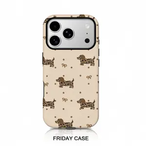 Cute leopard print dachshund phone case for iPhone 17 16 15 14 13 12 11 X XS XR Pro Max Plus Air series, the perfect birthday and new year gift for friends, family, loved ones