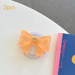 2pcs 3D Butterfly Knot Magnetic Phone Holder for Desk and Car with Extendable Foldable Design Portable Lightweight Plastic Mount Compatible with iPhone Samsung Galaxy All Smartphones Easy One Hand Operation
