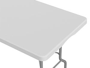 6 Foot Plastic Folding Table Portable Long Table for Indoor Outdoor Use Rectangular with Carrying Handle, Smooth HDPE Tabletop, White