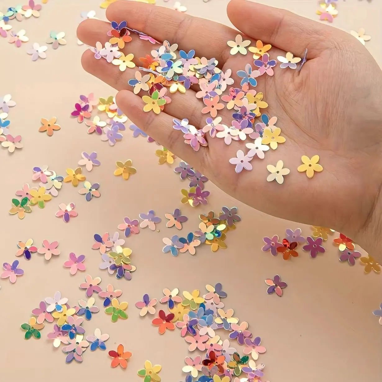Colorful Flower Table Confetti 1 Pack - Plastic Five Petal Floral Sprinkles for Birthday Party Decor - Craft Supplies - DIY Wedding Decoration Accessories - Decorative Desk top Petals Ornament for Celebration