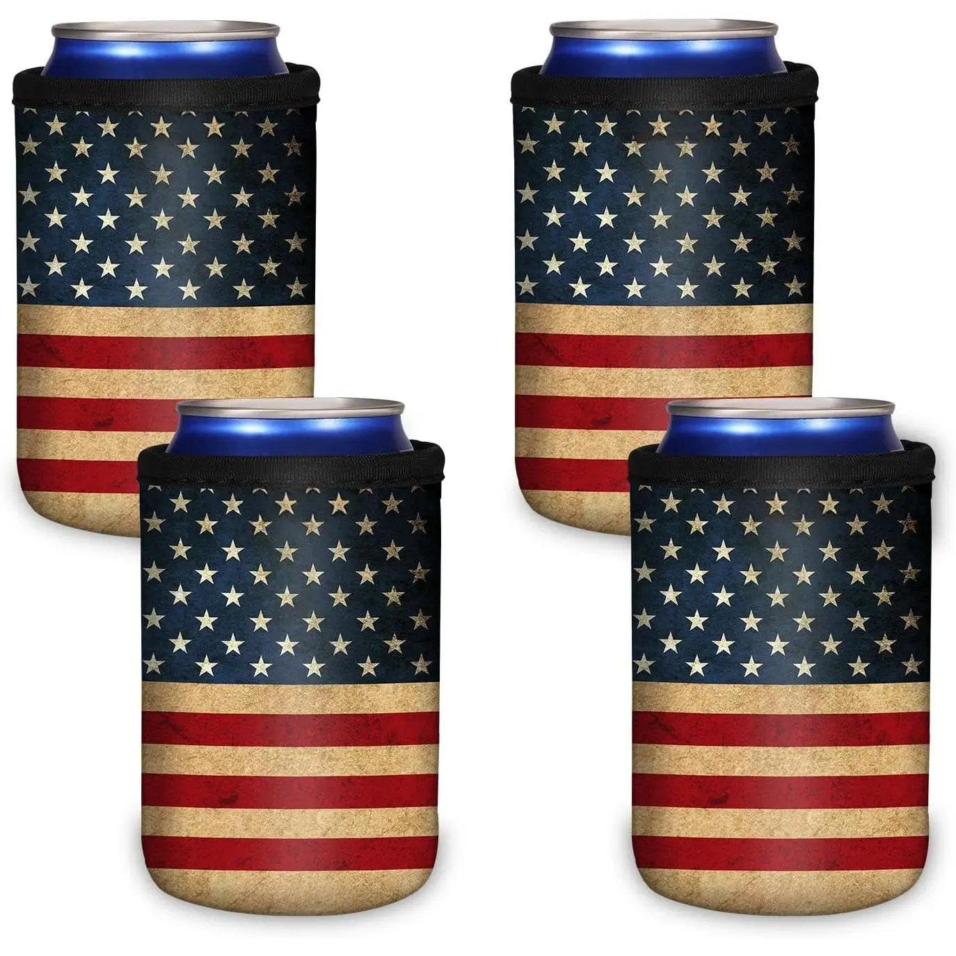 4 Pack 12oz Standard Can Cooler Sleeves | Soft Insulated, , Non-slip Neoprene Coolier, Drink Caddies Holder Covers, for Hard Seltzer, , Soda, Energy Drinks