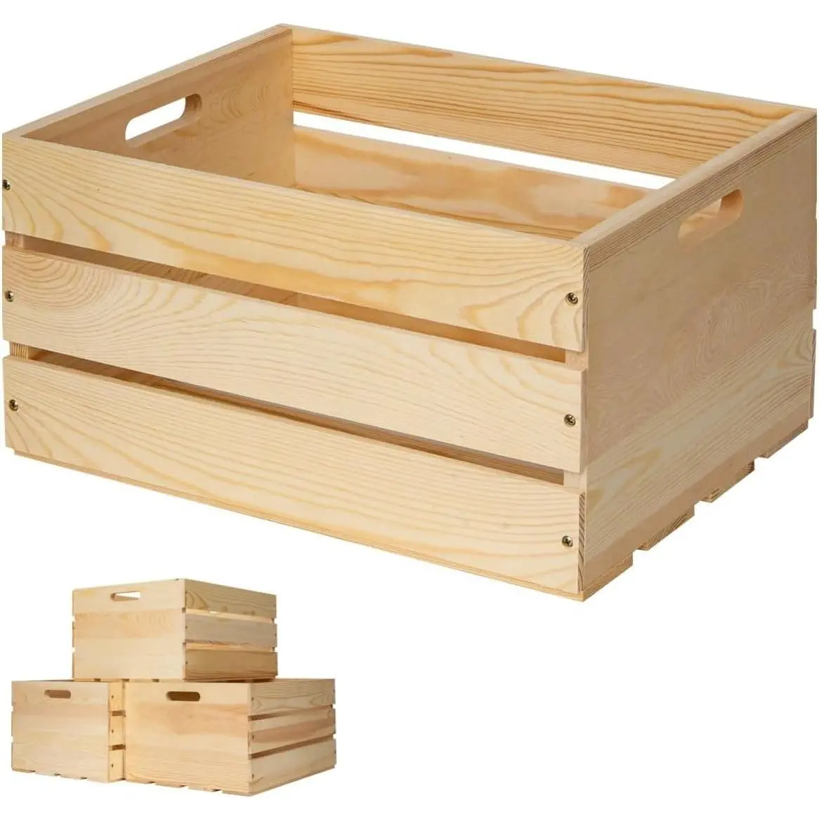 1 count Large Pine  Crates For Storage, Unfinished Wooden Crates