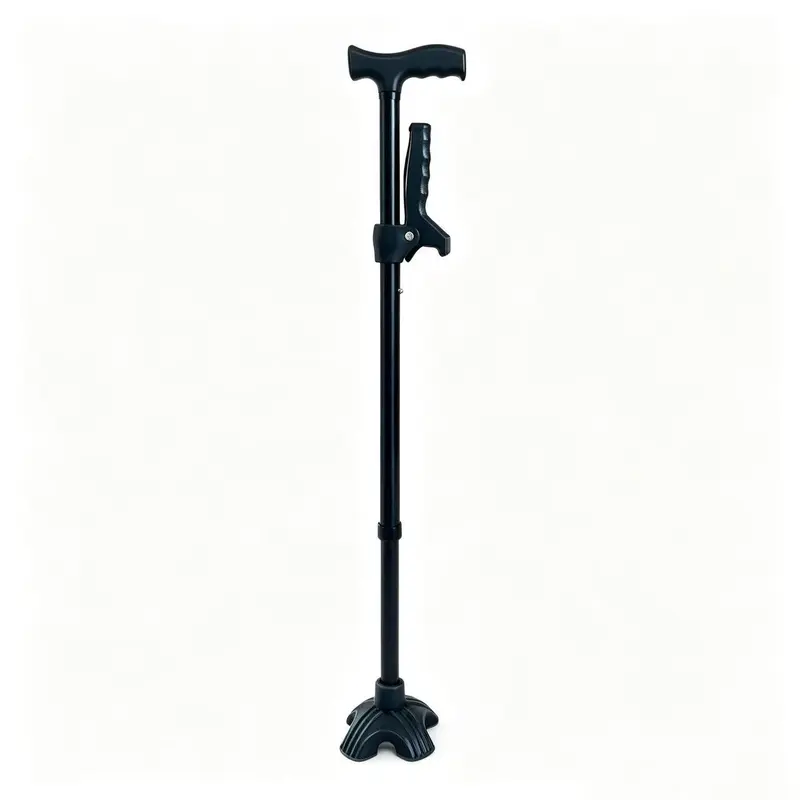 Adjustable Double Arm Support Walking Cane for Seniors - 4-Legged Stick with Anti-Slip Base, Ergonomic Handrails, Durable for Hiking, Stability Support (walking canes for seniors balance, Sports & Outdoor Camping Sticks)
