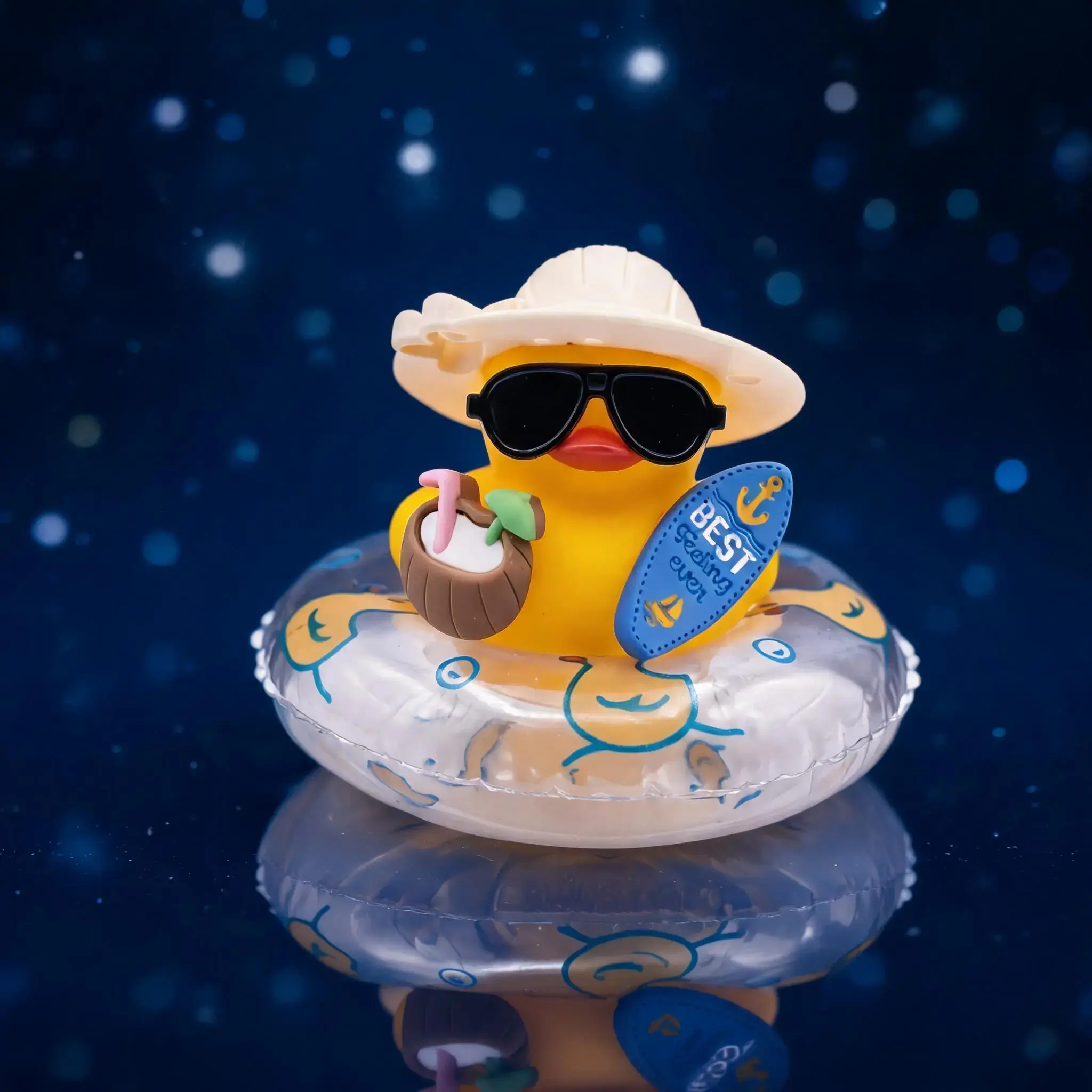 Tropical Beach Duck Car Dashboard Ornament, Cute Summer Jeep Ducking Toy, Fun Decorative Accessory for Vehicles, Perfect Gift Idea