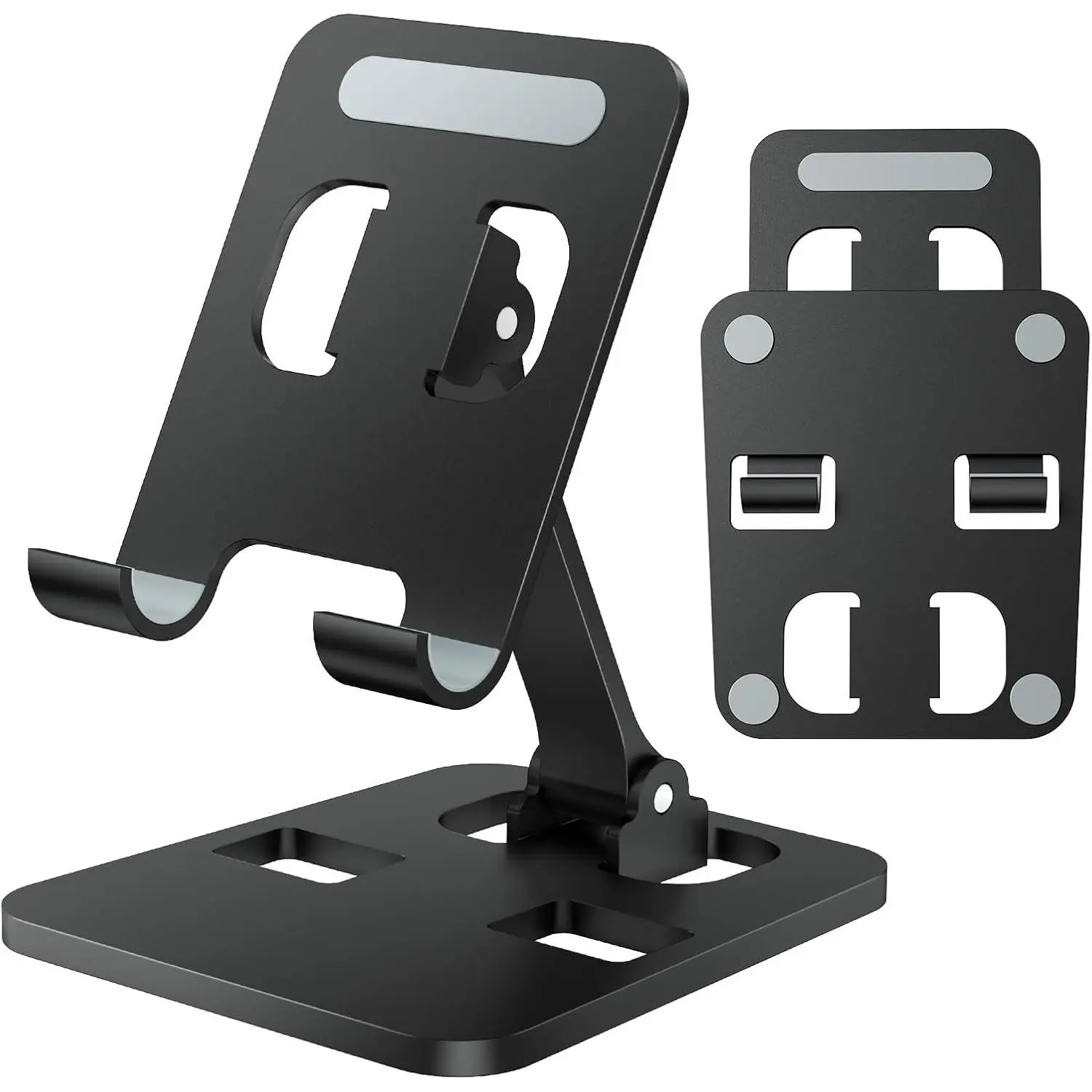 Phone Stand for Desk,  Folding Cell Phone Holder, Fully Adjustable Portable Mobile Phone Holder for  17 16 15 14 13 12 11 Pro Max Plus Air, Galaxy S25 S24,  Phones (Black)