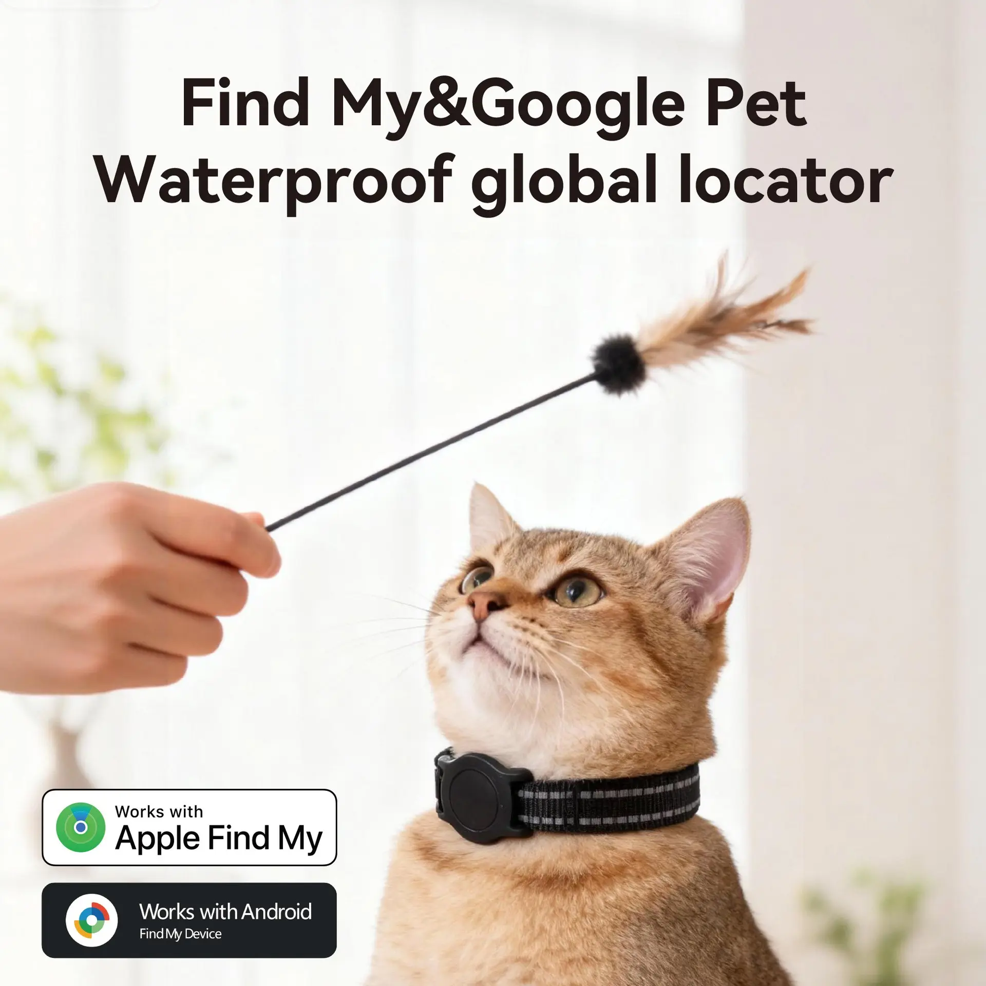 Dual-System Global Pet Tracker Collar, IP68 Waterproof, Reflective Anti-Lost Locator, iOS/google Compatible, Long Standby, for Cats Dogs