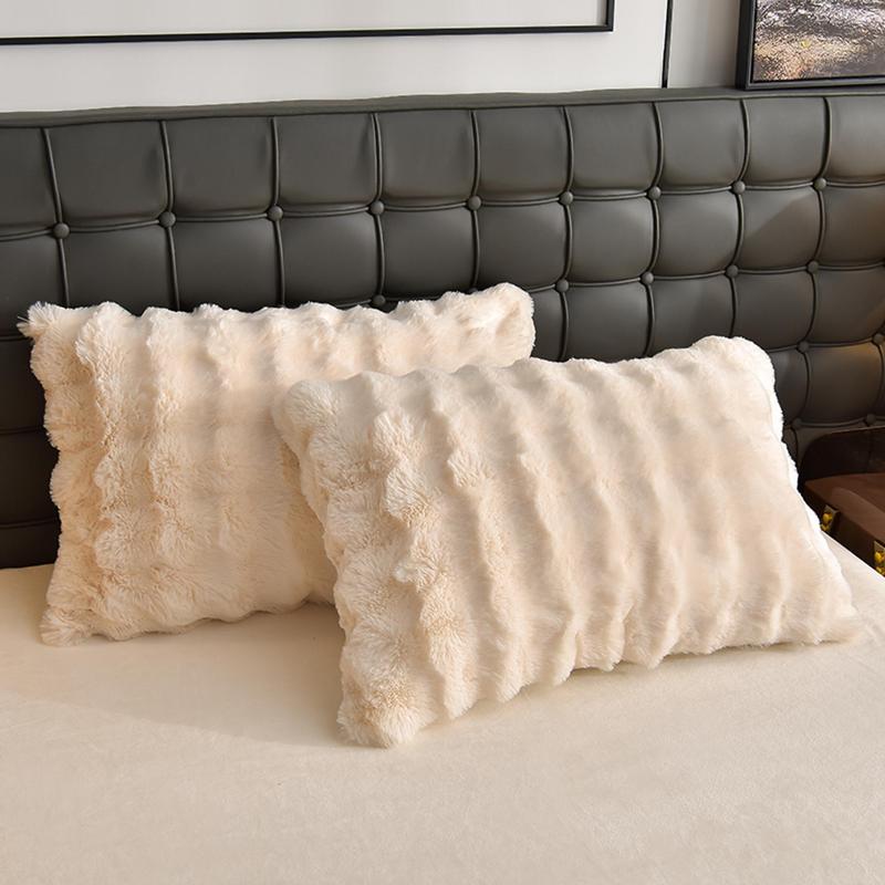 Solid Color Faux Fur Duvet Cover Set, 3 Counts/set Including 1 Duvet Cover & 1/2 Pillowcases without Filler, Room Accessories Soft Comfortable Bedding Set for Bedroom, Fuzzy Duvet Cover