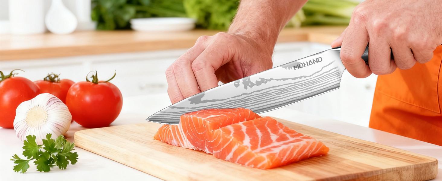 18PCS Kitchen Knife Set, Professional Chef Knife Set with Roll Bag, High Carbon Stainless Steel Japanese Knives, Full Tang Pakkawood Handle, Ultra Sharp