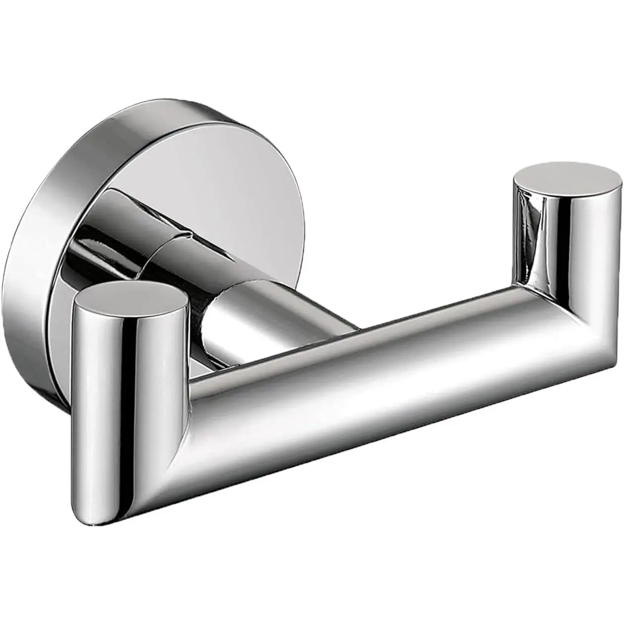 Towel Hooks for Bathrooms, Polished Chrome Towel Hook for Kitchen Bathroom, SUS304 Stainless Steel Coat Hook, Heavy Duty Double Towels Holder Hooks for  Towels, Coats,Clothes,Wall Mount, 1 Pack