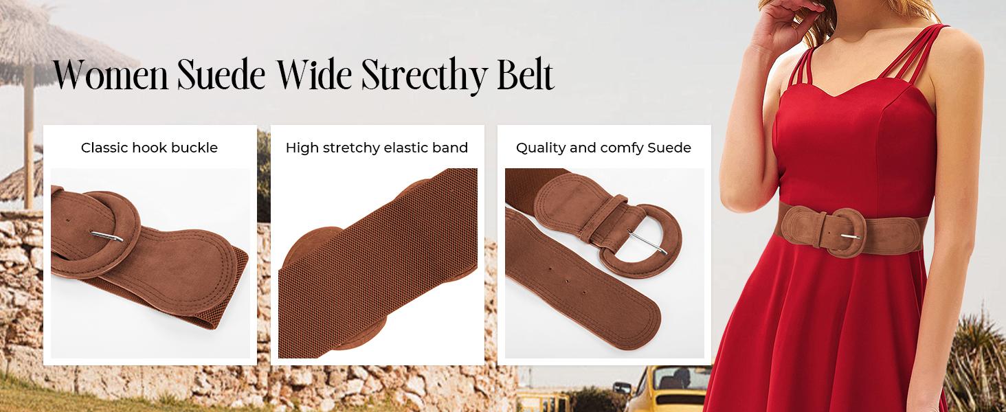Stretchy Suede Elastic Wide Belt with Chunky Buckle S-XXL GRACE KARIN - Brandclub - GRACE KARIN Womens Wide Elastic  main image 2