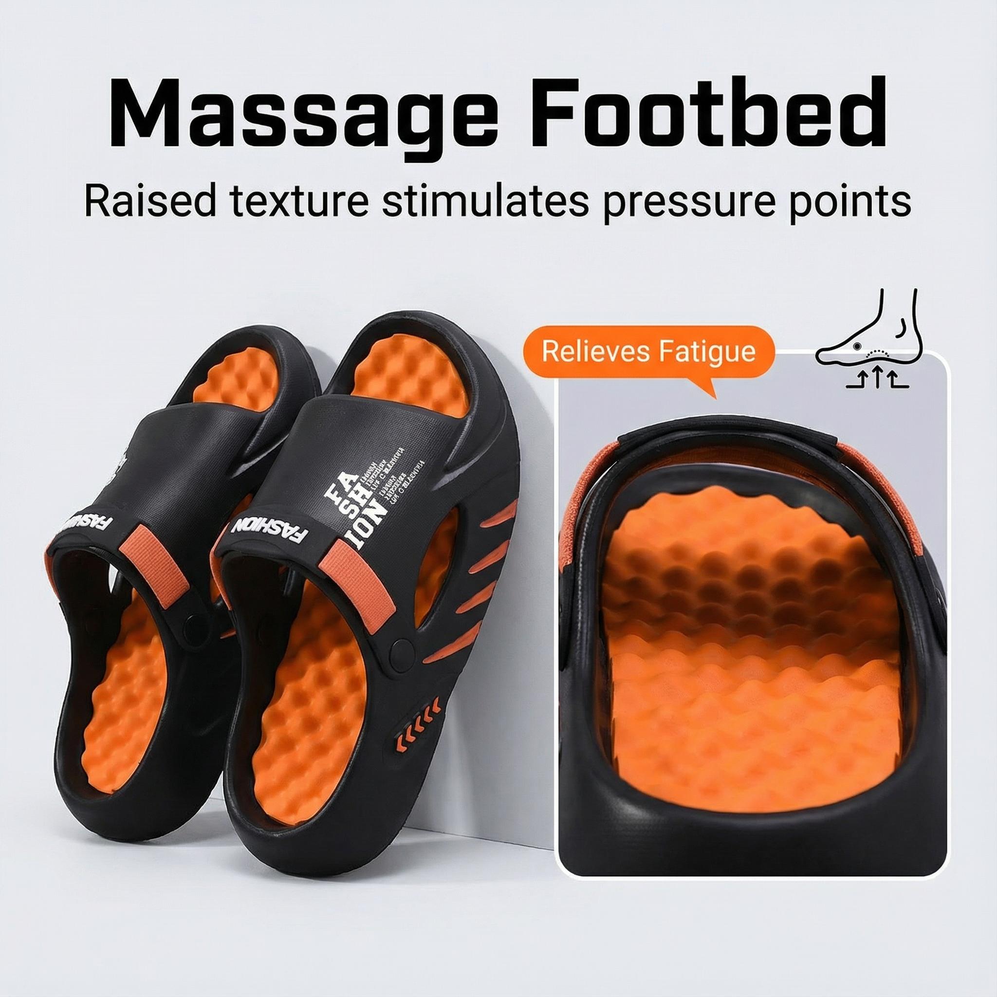 Men's Cloud Slides with Sport Strap - Non-Slip Thick Sole Sandals for Gym & Beach