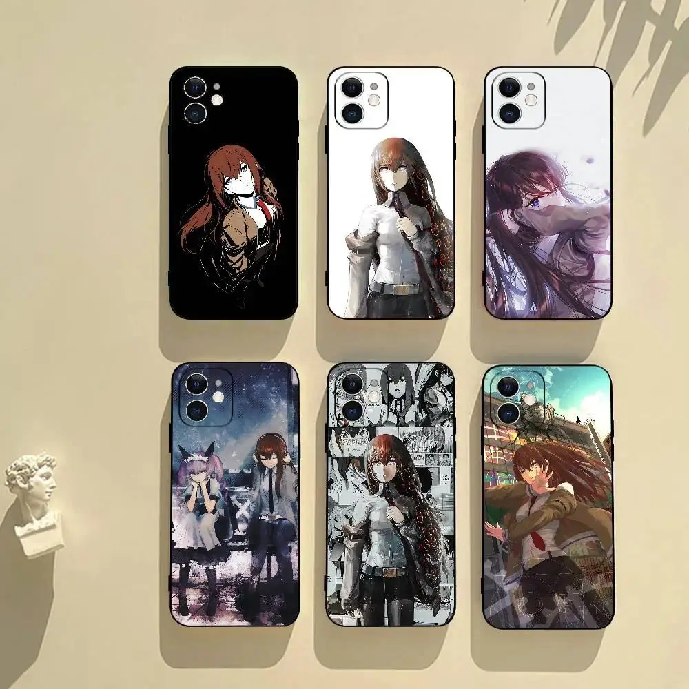 Steins;Gate Anime Phone Case For iPhone 11-17 Pro Max/Plus & Samsung Galaxy S23-S25 Soft Black Silicone Cover Protective Case Gift for Anime Fans