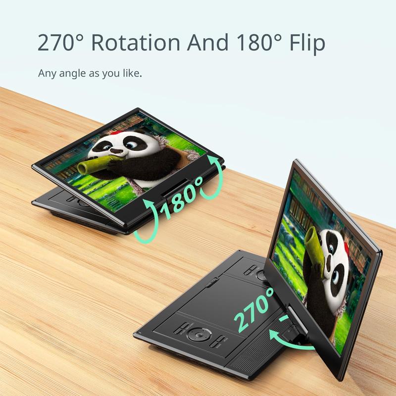 16.9" Portable Dvd Player With 14.1" Hd Swivel Screen For Car  4-6 Hours Playtime Smart Memory Playback Usb/sd Support [blu-ray Not Supported]