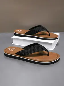 Braided Strap Thong Sandals, Non-Slip Rubber Thick Sole, Men's Casual Trendy Flip Flops, Breathable Eva Insole, Summer Beach Vacation, Trending Sandals, Thick Soled Sandals