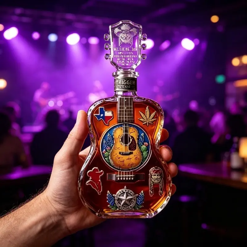Cowboy Guitar Whiskey Decanter Set with Luxury Box, Vintage Rock Style Glass, Perfect for Bourbon, Scotch, and Spirits, Unique Bar Decor, Gift for Men