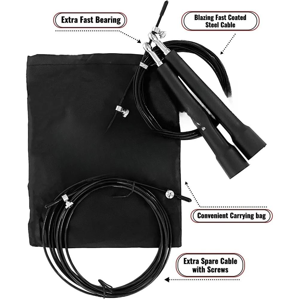 - Blazing Fast Double Unders - Latest Technology Adjustable Cable Jumping Rope for WODs, MMA, Martial Arts, Box