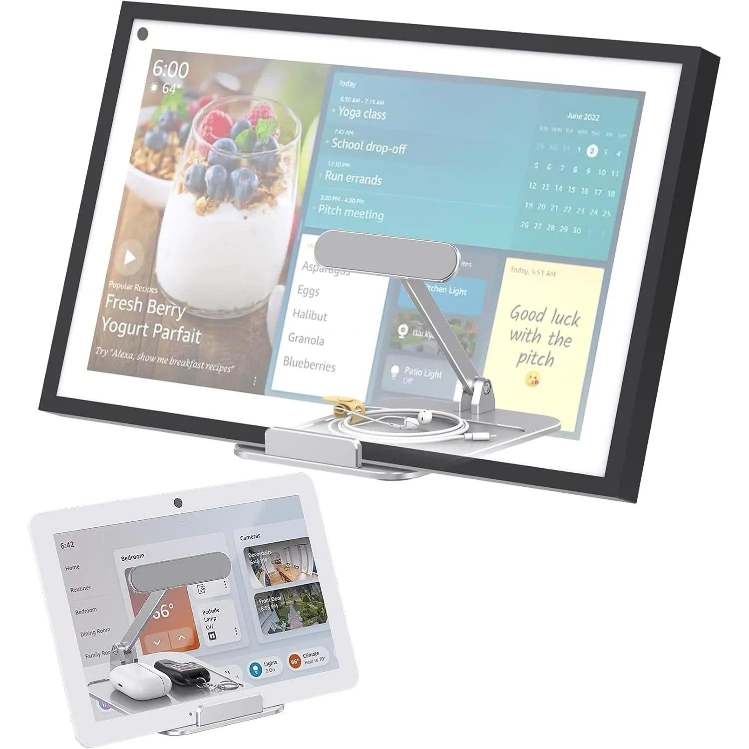 Tilt Stand Compatible with Echo Show 15 (1st, 2nd Gen) and Echo Hub, Easy  Device from Portrait to Landscape, No Need Mounting, Foldable Show 15 Stand with Tray Organizer,