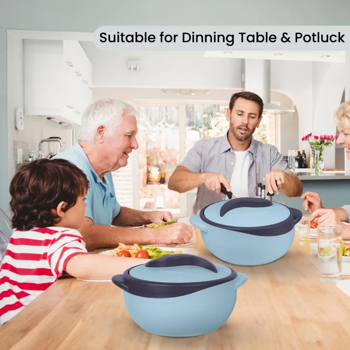 3-Piece Insulated Casserole Dish Set with Lids – 2.6, 1.5, and 1 Qt. Thermal Hot Pot Food Warmer/Cooler – Serving Bowls – Ideal Gift for Moms