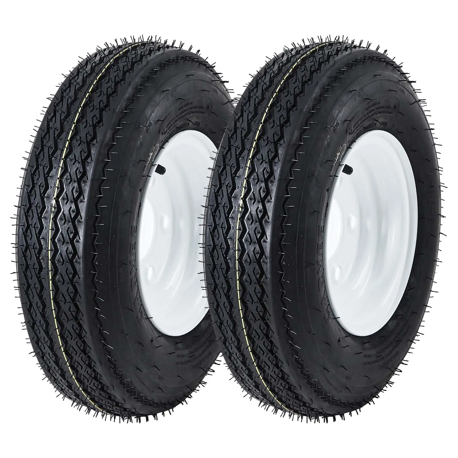 Garvee New Upgraded 2pcs 4.80-8 6PR 5 Lug Durable All-Weather 4.80-8 Trailer Tire & Wheel Set – 6PR Load Range C – 8" Bias Tires – 5 Lug White Modular Rims – Fits Utility, Boat, Camper Trailers – Complete Assembly Lawn Mower Tire Off-Road Use Only