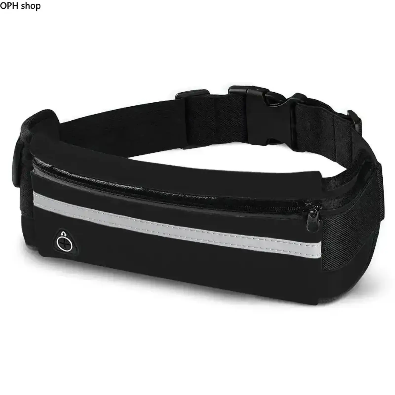 Unisex Sports Waistpack, Lightweight Polyester Fanny Pack with Reflective Strip and Earphones Hole for Running, Fits Waist Sizes 27" to 49"