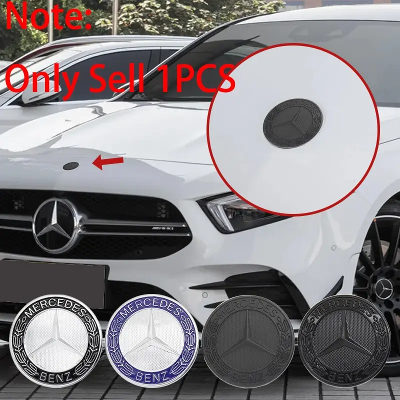 1Pcs 57mm Mercedes Benz Logo Car Front Hood Bonnet Emblem Badge Cover Decoration For Mercedes Benz AMG A C E S Class W203 W204 W212 W213 W205 W177 W247 W176 GLE CLS CLA CLG GLS Modification Accessories Car Stickers Car Decals