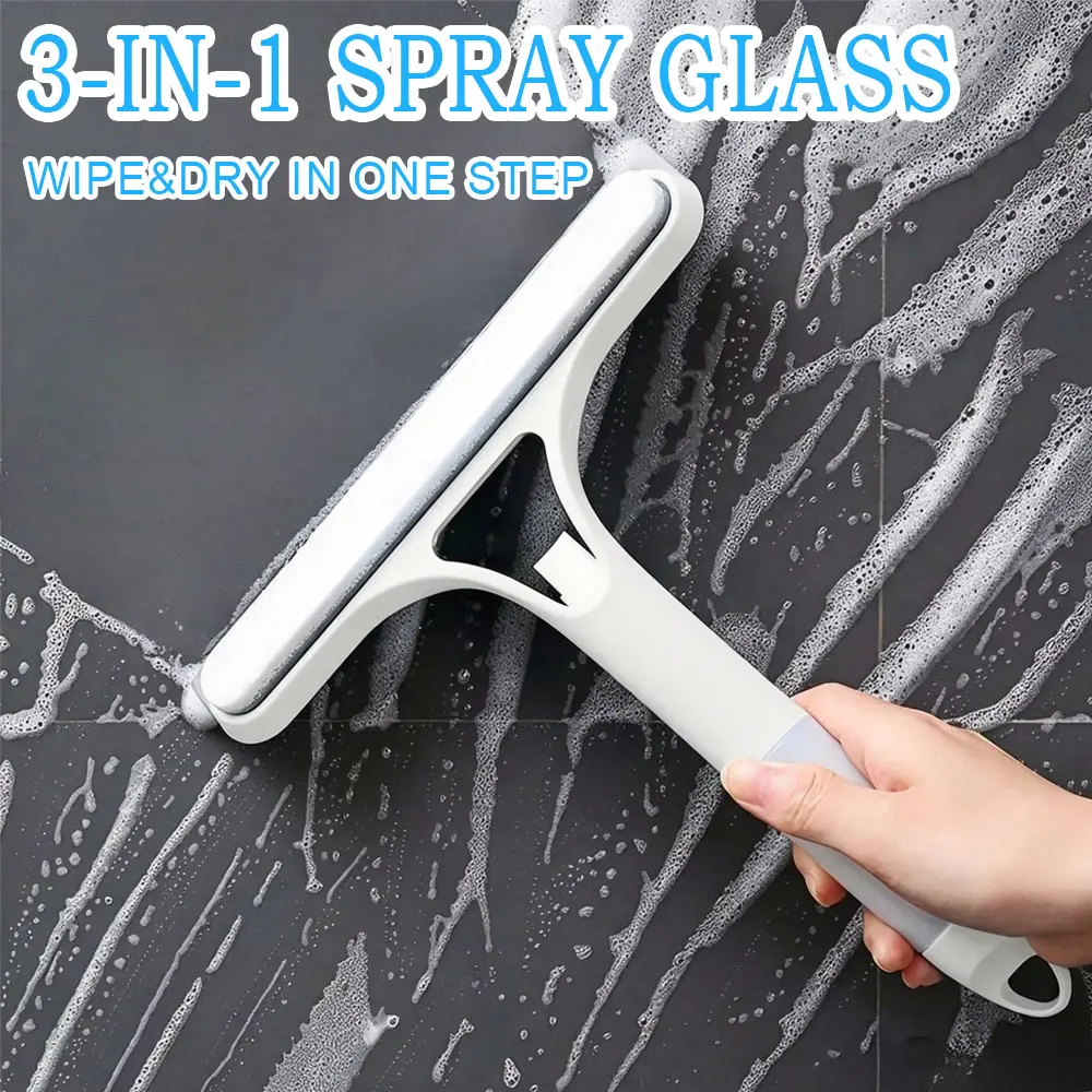 3-in-1 window wiper multifunctional glass wiper with spray bottle cleaning floor scrubbing household car cleaning tools.