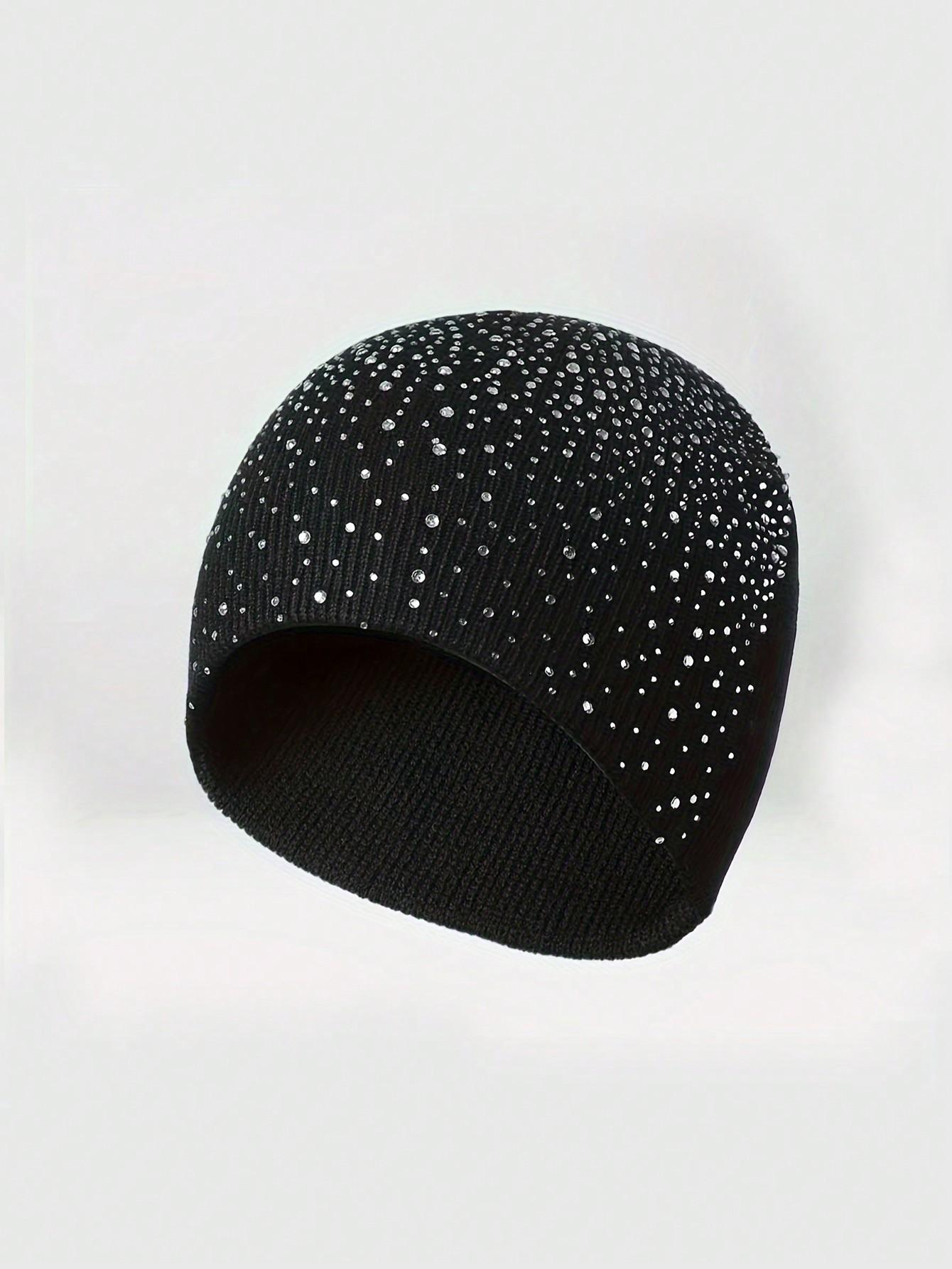 Starry Rhinestone Knitted Hat Multicolor Acrylic Sequins Casual Elegant Street Style Cap for Autumn Winter Valentines