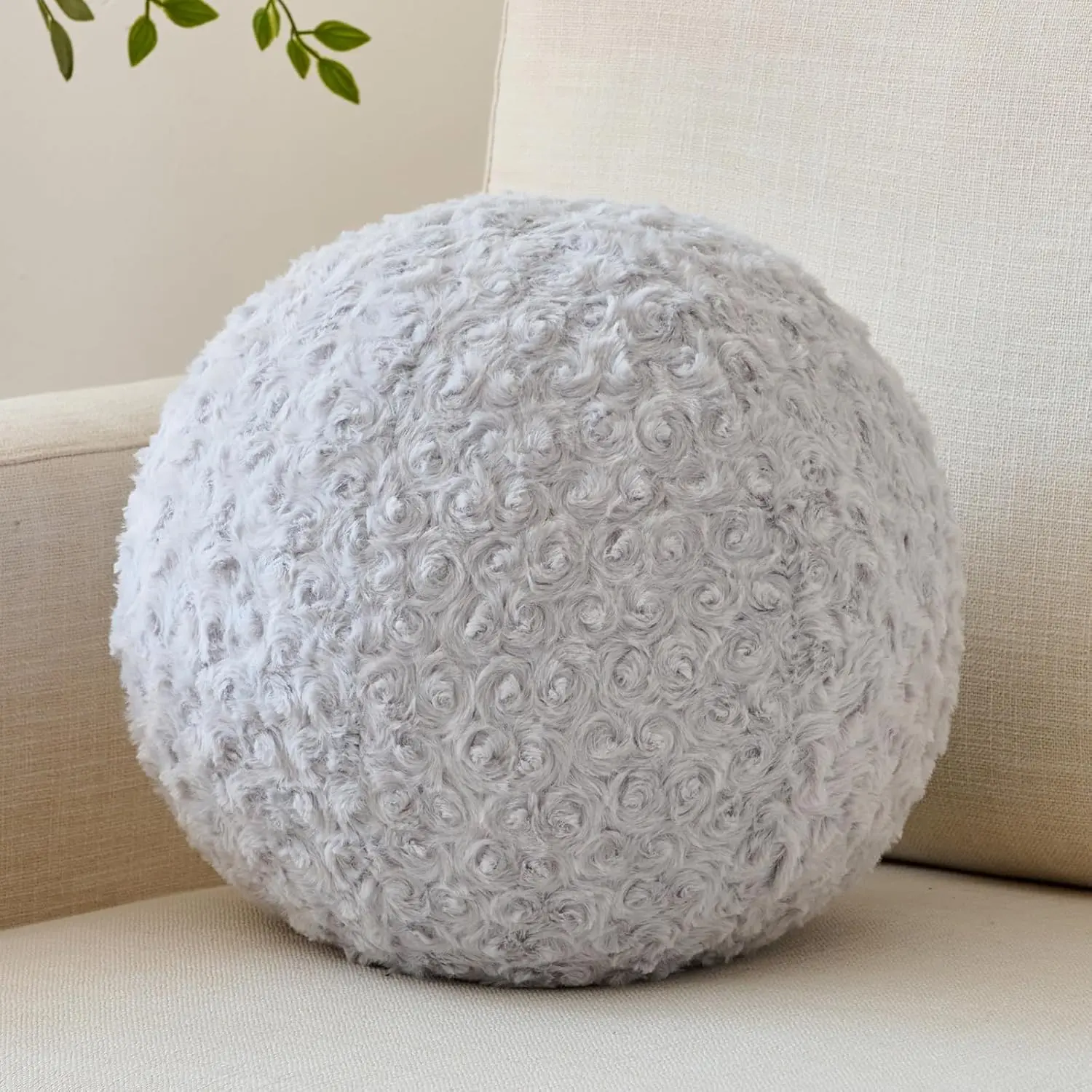 Ball Pillow, Decorative Round Pillow for Couch n, Circle Throw Pillows,  Ball Pillows for Couch, Stylish Decorative Pillows, Versatile Round Throw Pillow (Light Grey, Mini-8.6 Inches)