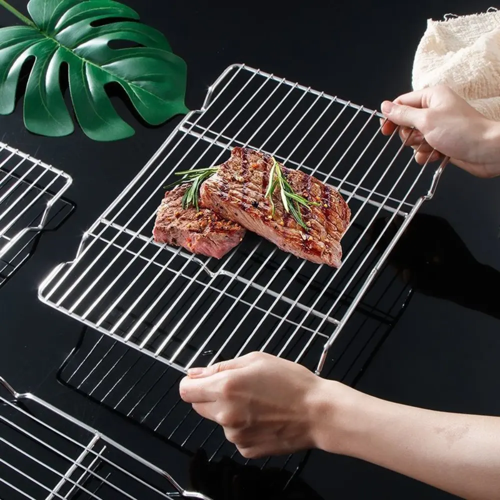 Stainless Steel BBQ Grill Rack, Metal Mesh Cooking Grid, Cooling Stand, Durable Kitchen Tool, Perfect for Grilling & Baking